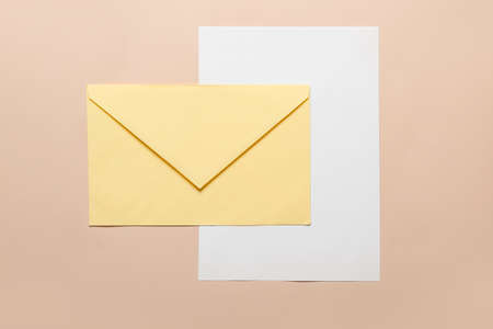 Mockup of invitation on color background