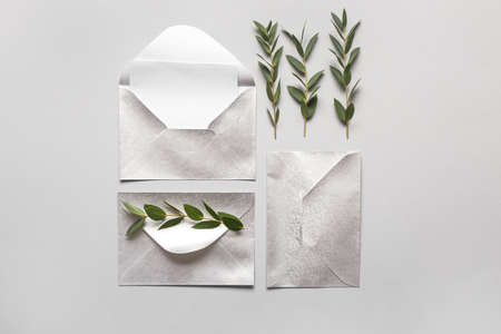 Invitation with envelopes on light background