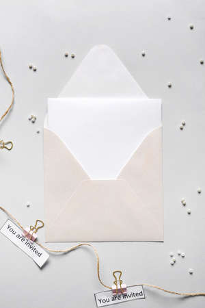 Mockup of invitation on light background