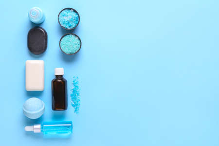 Beautiful spa composition on color backgroundの写真素材