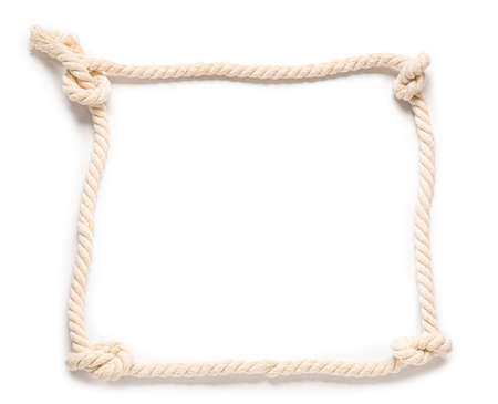 Rope with knots on white backgroundの写真素材