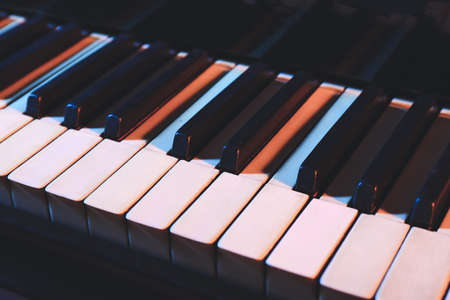 Keys of grand piano, closeup