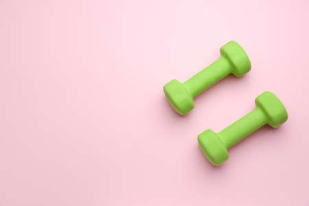 New dumbbells on color backgroundの写真素材
