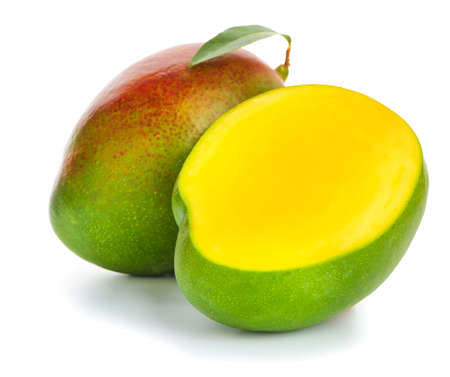 Tasty mango fruit on white backgroundの写真素材