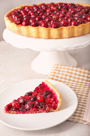 Sweet homemade cherry pie on table