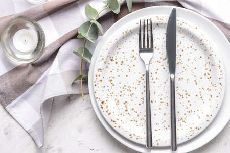 Beautiful table setting, top view