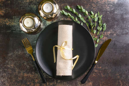 Beautiful table setting, top view