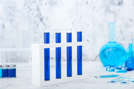 Test tubes with samples on white background