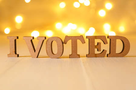 Text I VOTED on tableの写真素材