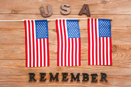 Composition for USA Memorial Day on wooden backgroundの写真素材