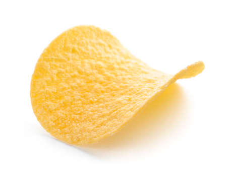 Tasty potato chip on white backgroundの写真素材