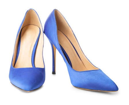 Stylish female shoes on white backgroundの写真素材