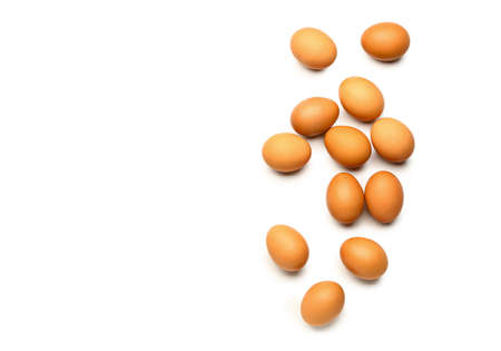Fresh eggs on white background
