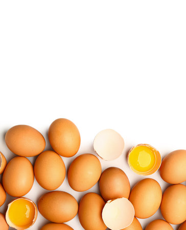 Fresh eggs on white background