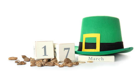 Composition for St. Patrick's Day on white background