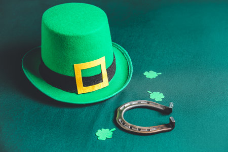 Composition for St. Patrick's Day on color background