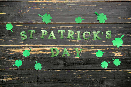 Composition for St. Patrick's Day on wooden backgroundの写真素材