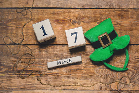 Composition for St. Patrick's Day on wooden backgroundの写真素材
