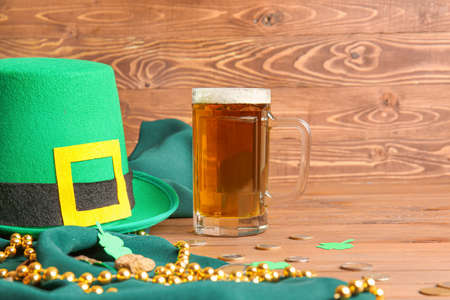 Composition for St. Patrick's Day on wooden backgroundの写真素材