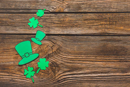 Composition for St. Patrick's Day on wooden backgroundの写真素材