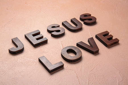 Text JESUS LOVE on color backgroundの写真素材