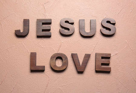 Text JESUS LOVE on color backgroundの写真素材