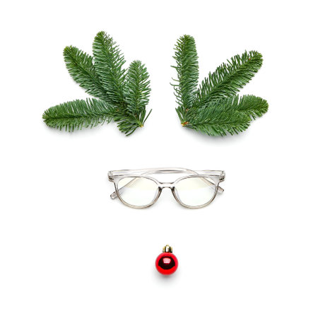 Beautiful Christmas composition on white backgroundの写真素材