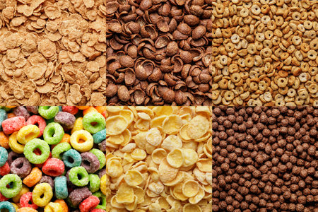 Tasty cornflakes as background, closeupの写真素材