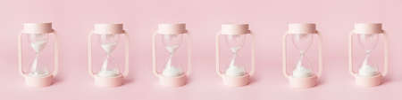 Set of hourglasses on color backgroundの写真素材