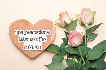Composition for International Women's Day on color backgroundの写真素材