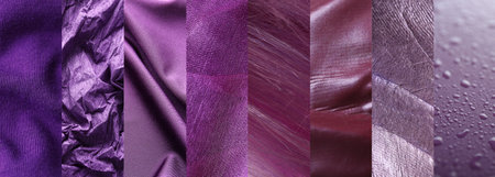 Collage of violet textures, closeupの写真素材