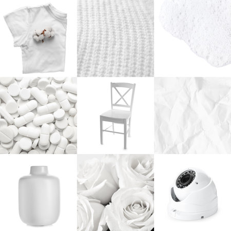 Collage of photos in white colorsの写真素材