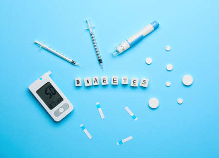 Composition with word DIABETES on color backgroundの写真素材