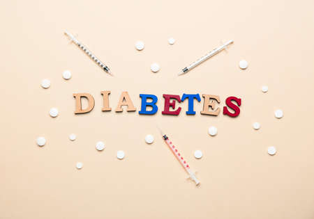 Composition with word DIABETES on color backgroundの写真素材