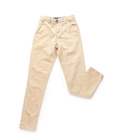 Stylish pants on white backgroundの写真素材
