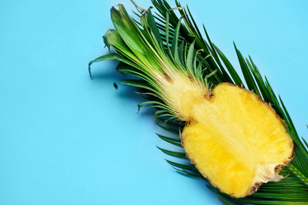 Fresh cut pineapple on color background