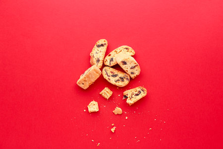 Sweet cookies on color backgroundの写真素材