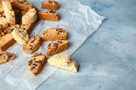 Sweet cookies on color tableの写真素材