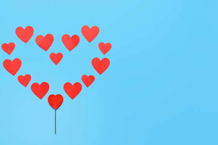 Beautiful hearts on color backgroundの写真素材