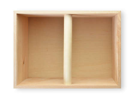 Wooden box on white background