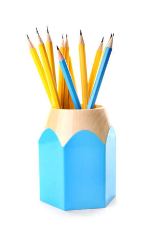 Ordinary pencils on white backgroundの写真素材