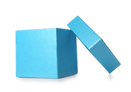 Beautiful open gift box on white background