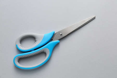 Color scissors on gray backgroundの写真素材