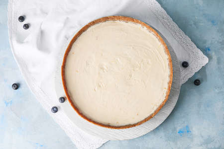 Sweet tasty cheesecake on tableの写真素材
