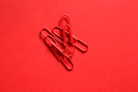 Paper clips on color backgroundの写真素材