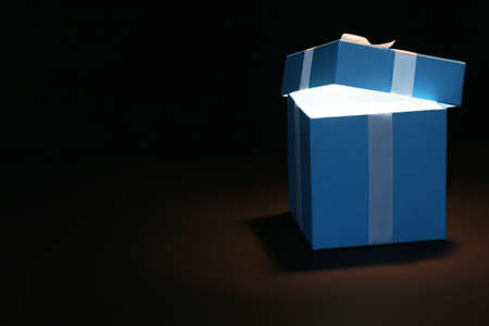 Beautiful gift box on dark backgroundの写真素材