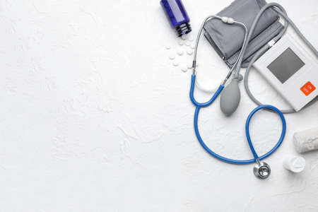 First aid kit on white backgroundの写真素材