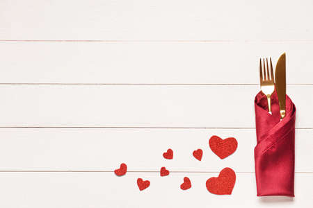 Beautiful table setting for Valentine's Dayの写真素材