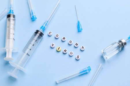 Medicines for Coronavirus on color backgroundの写真素材