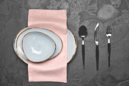 Simple table setting on dark background